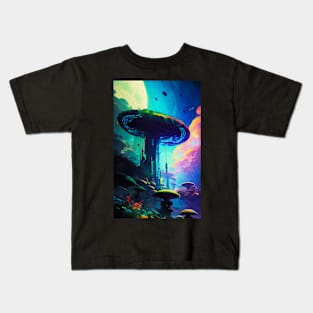 Abstract Another World Mushroom Citadel Kids T-Shirt